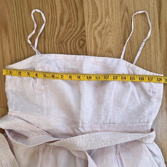 J.Crew SZ 12, spaghetti straps striped jumpsuit in beauchamps linen. - Picture 7 of 13